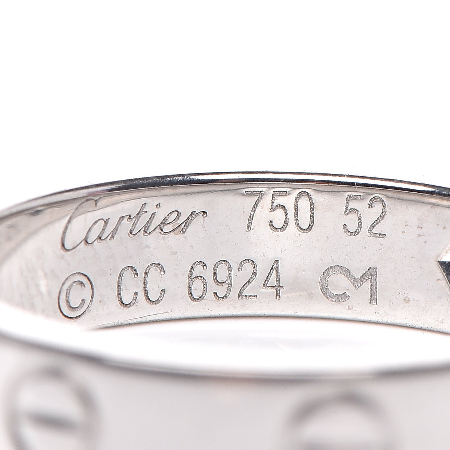 18K White Gold Diamond 4mm LOVE Wedding Band Ring 52 6