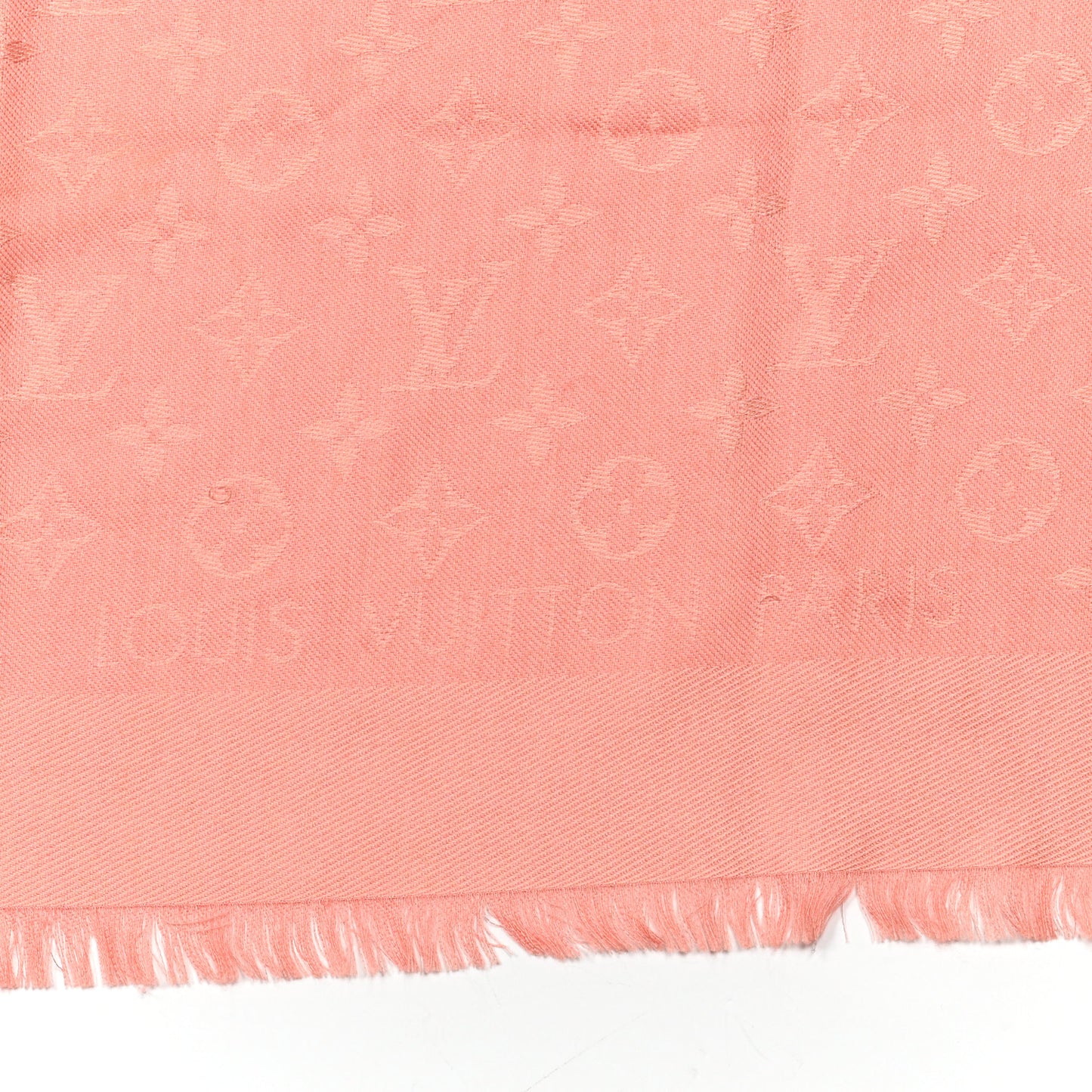 Silk Wool Monogram Shawl Corail
