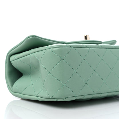 Chanel Lambskin Quilted Mini Top Handle Rectangular Flap Light Green 8 of 10