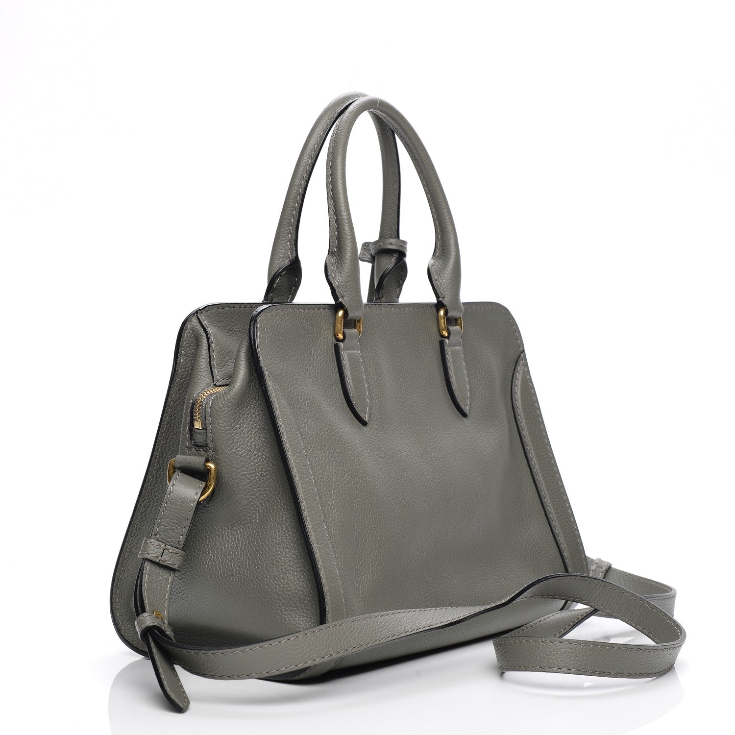 Alexander McQueen Pebbled Calfskin Small Skull Padlock Zip Around Tote Dark Grey 3 of 7
