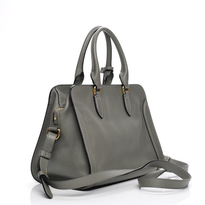 Alexander McQueen Pebbled Calfskin Small Skull Padlock Zip Around Tote Dark Grey 3 of 7