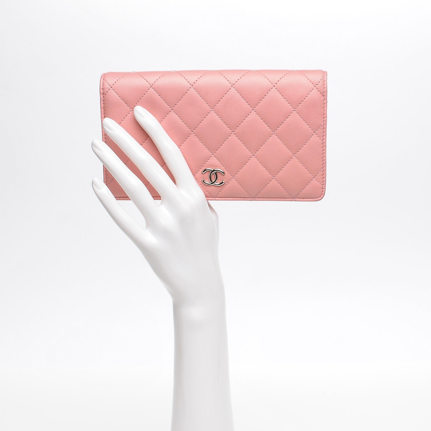 Chanel Lambskin Quilted Yen Wallet Pink 2 of 11