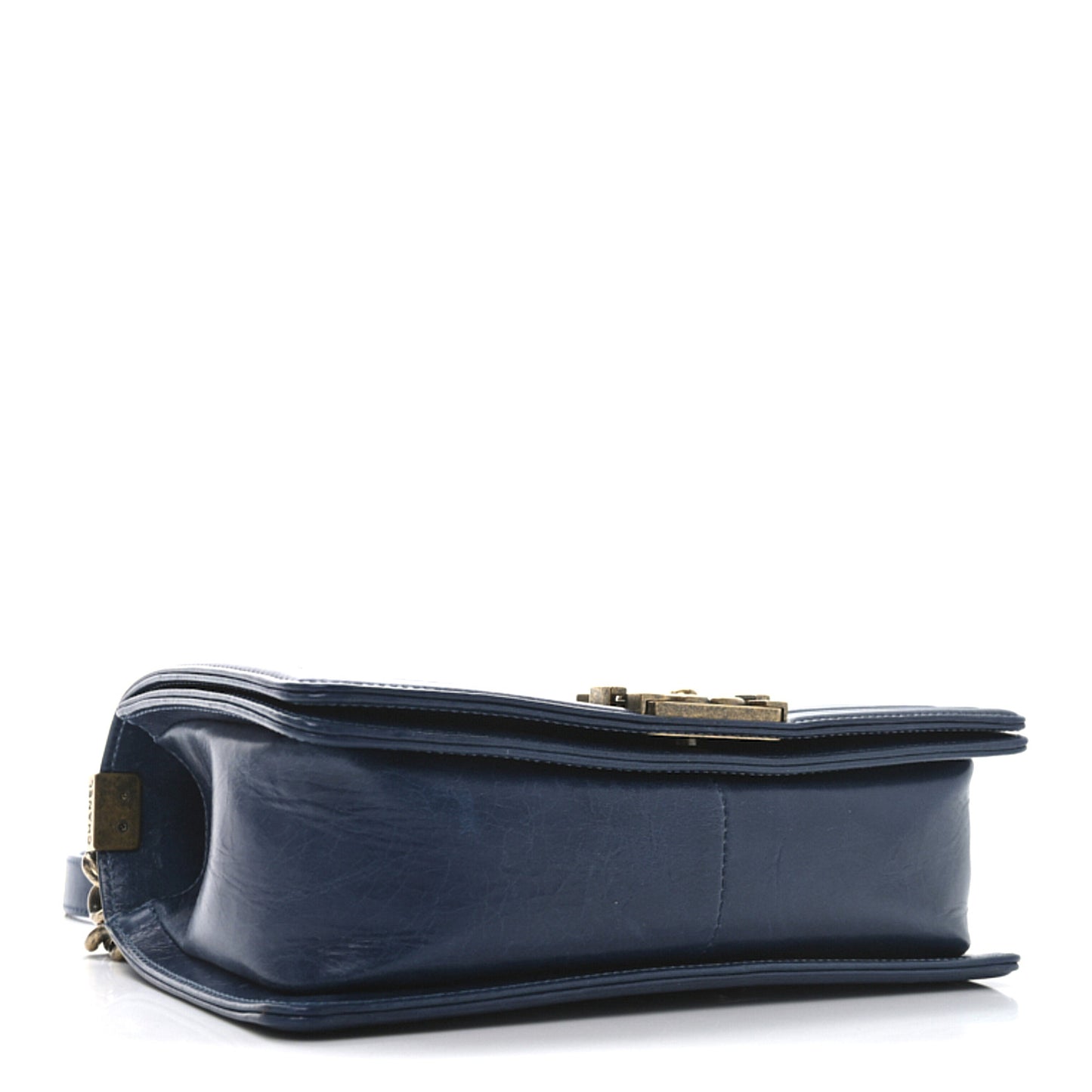 Glazed Calfskin Quilted Medium Boy Flap Blue