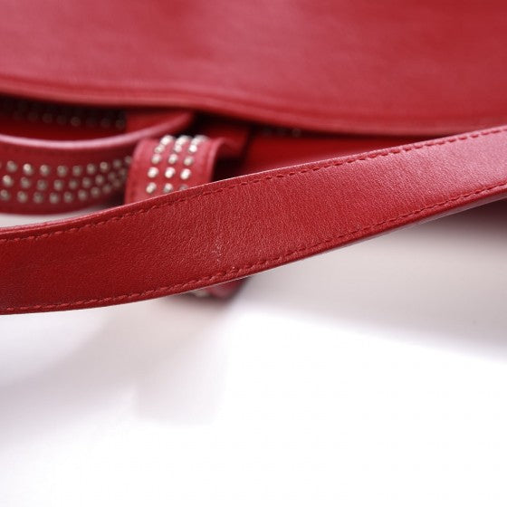 Saint Laurent Calfskin Suede Stud Reversible Shopper Tote Red 10 of 19