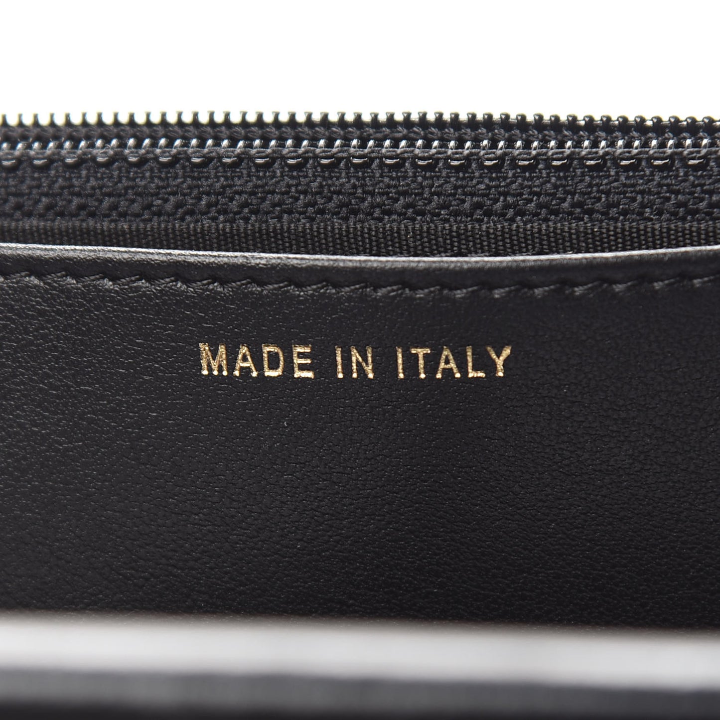 Goatskin Stitched Golden CC Wallet on Chain WOC Black