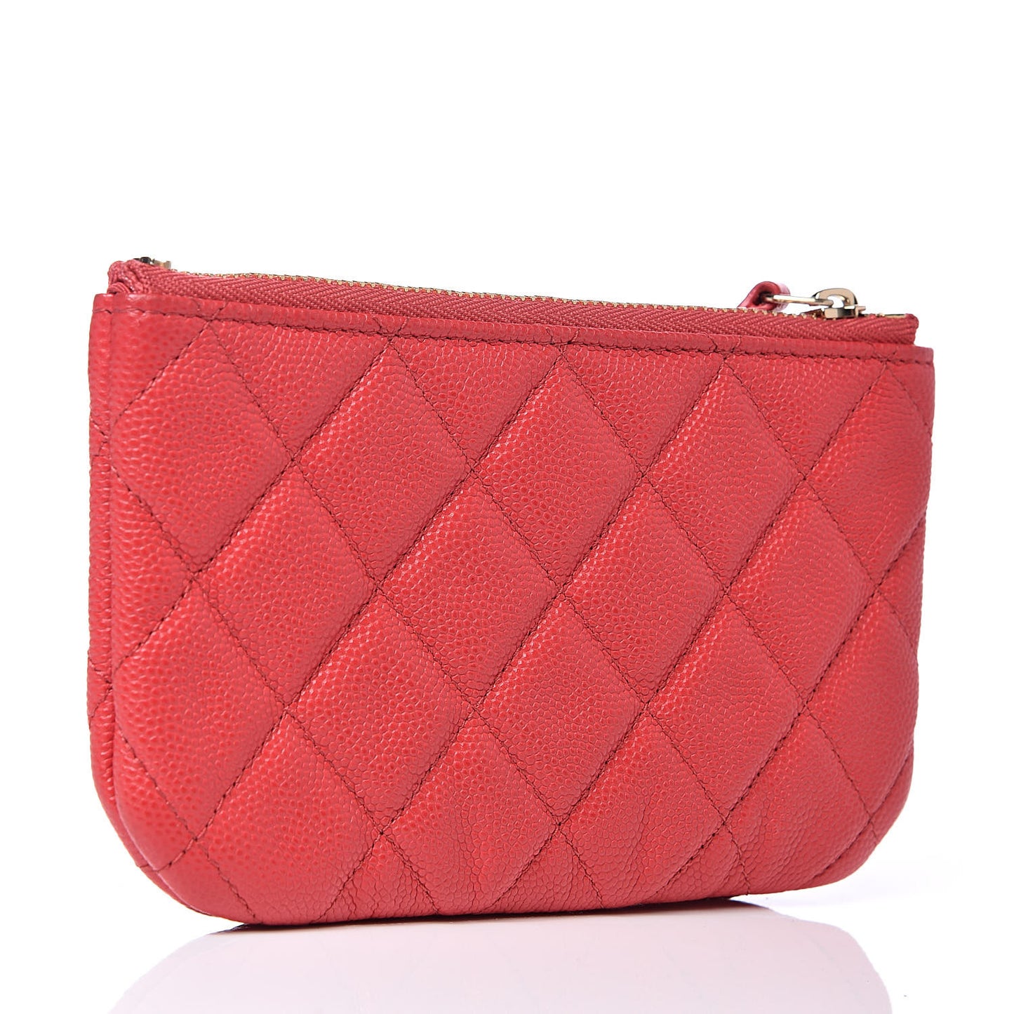 Caviar Quilted Small Cosmetic Case Red