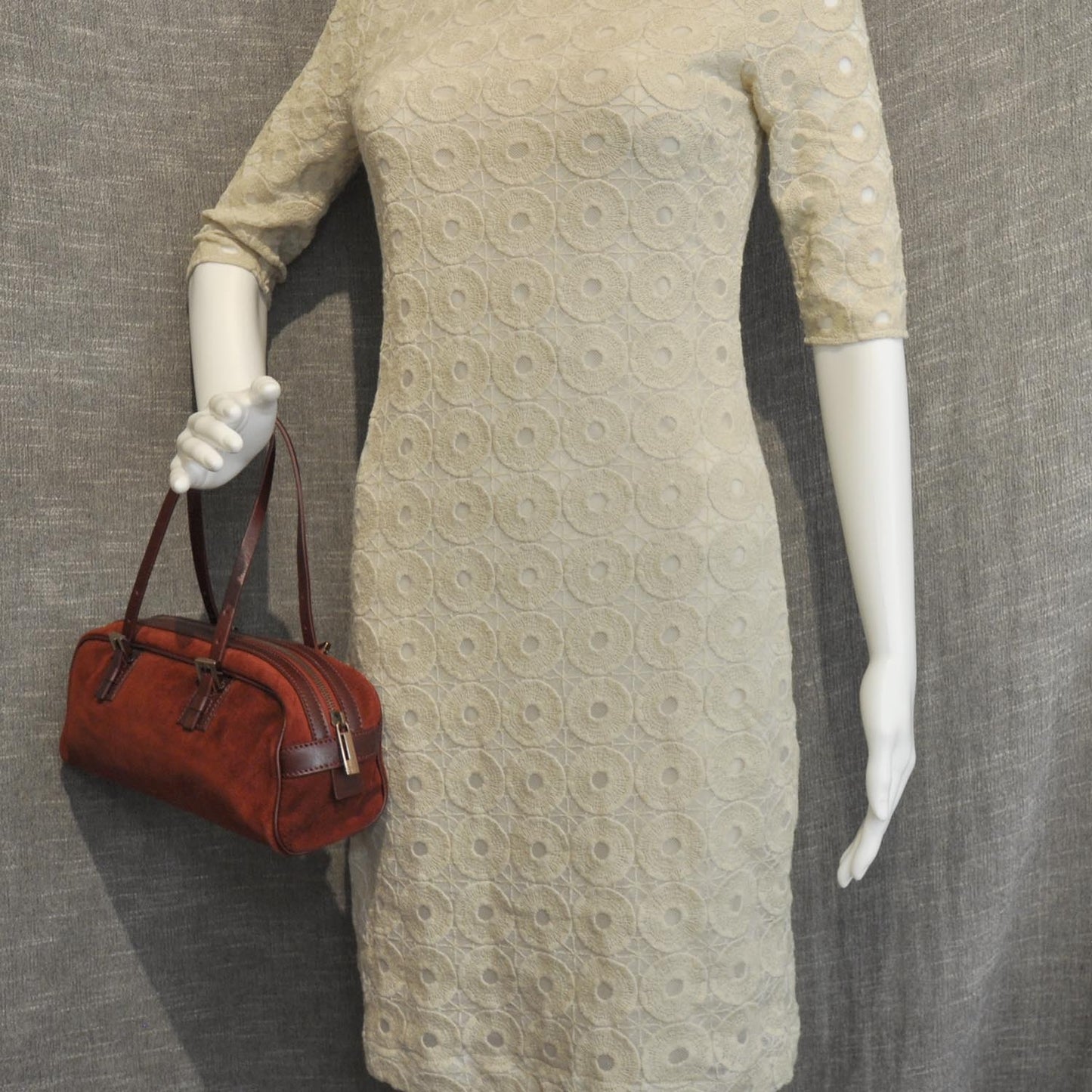 Suede Small Bowler Bag Red