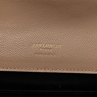 Saint Laurent Grain De Poudre Textured Mixed Matelasse Triquilt Monogram Clutch Dark Beige 6 of 8