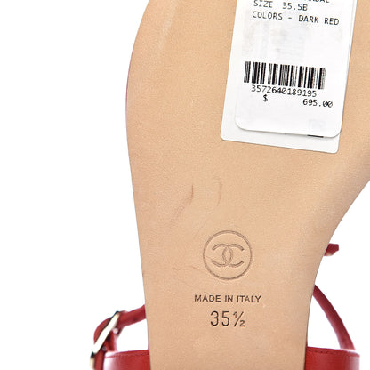 Chanel Lambskin Chain CC Logo Thong Sandals 35.5 Red 10 of 12