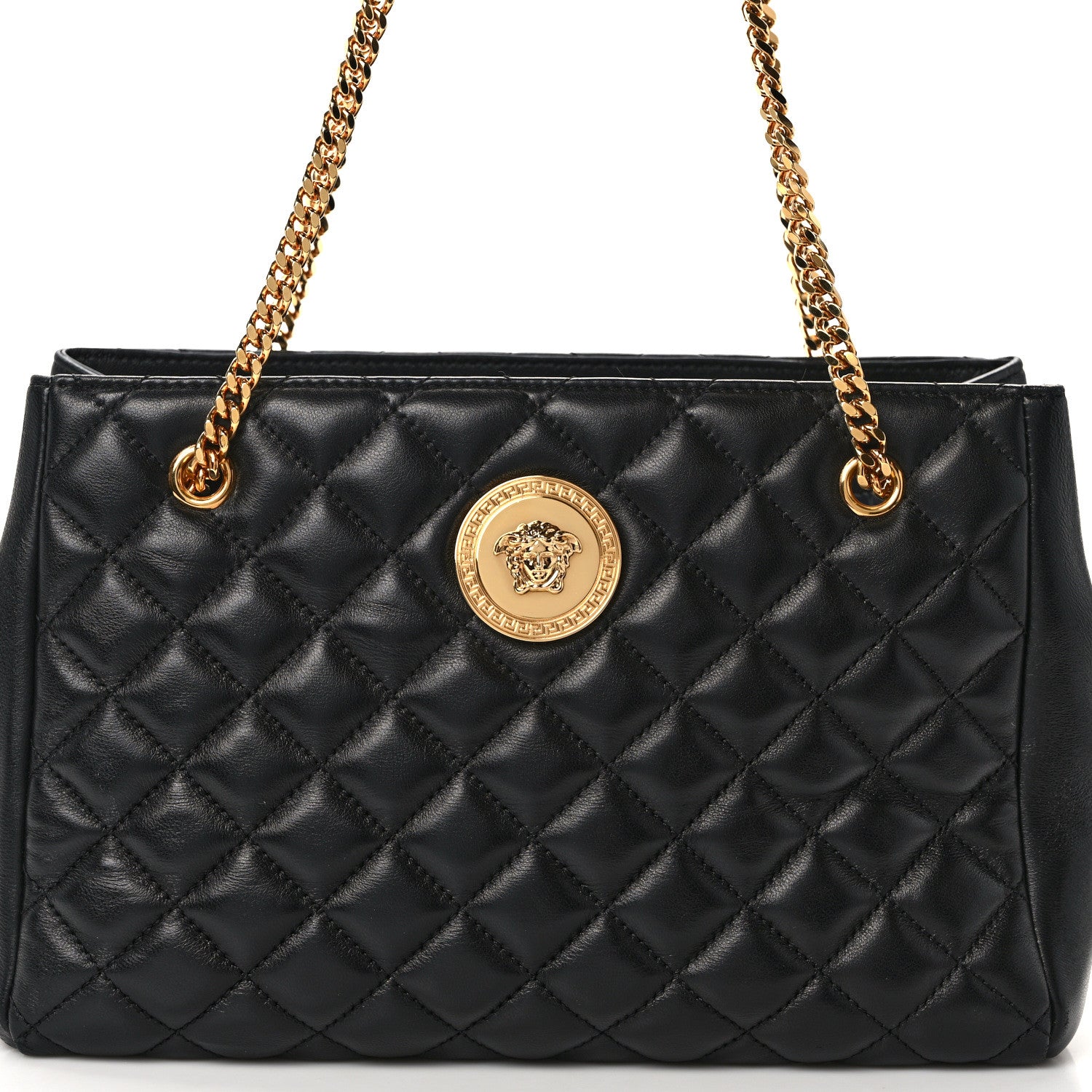 Versace Nappa Quilted Medusa Chain Shoulder Bag Black 8 of 15