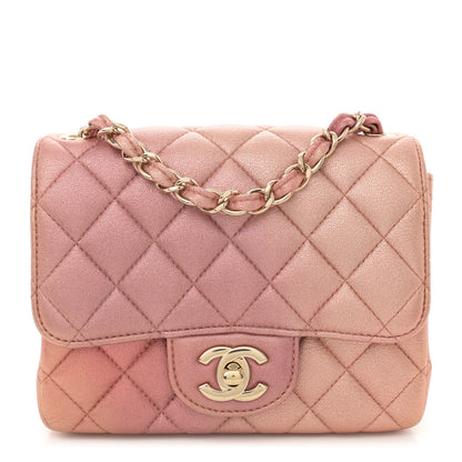 Chanel Metallic Lambskin Quilted Ombre Mini Square Flap Pink 1 of 11