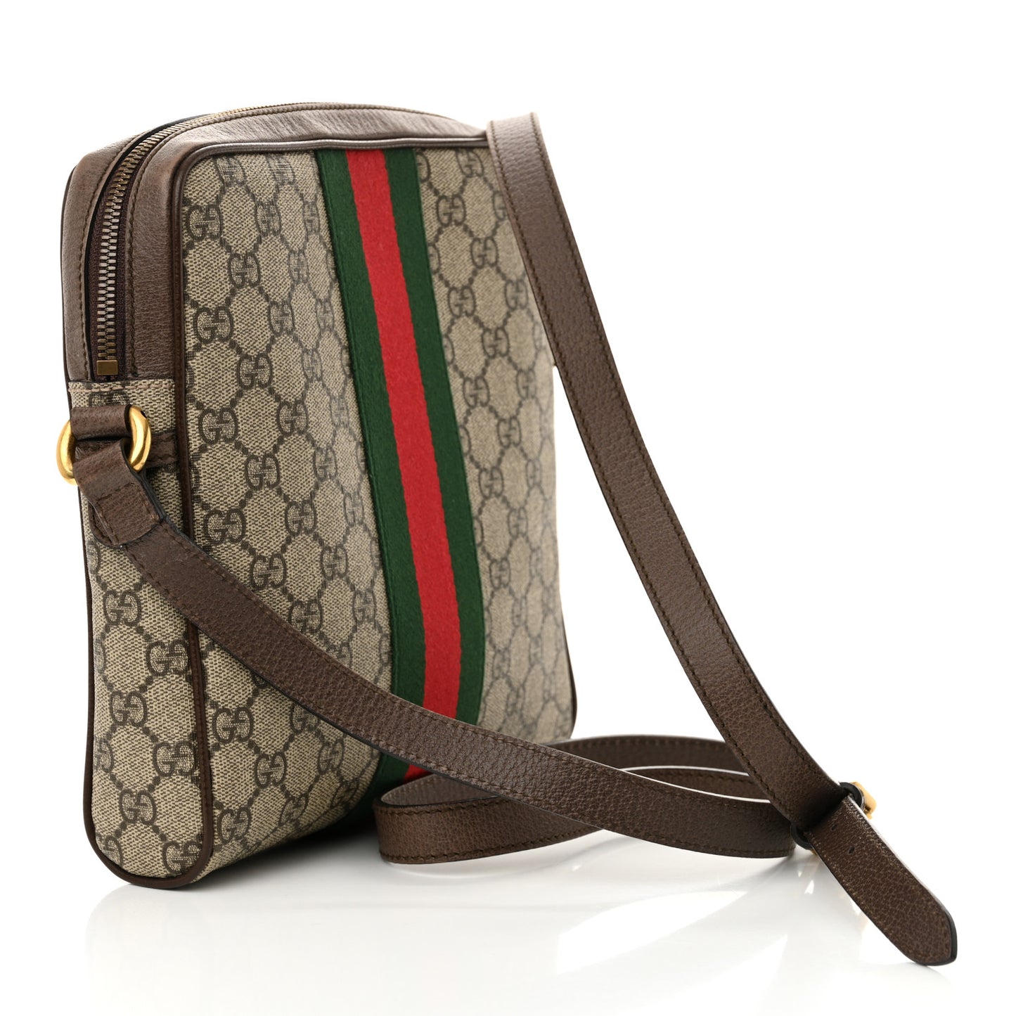GG Supreme Monogram Web Small Ophidia Messenger Bag Brown