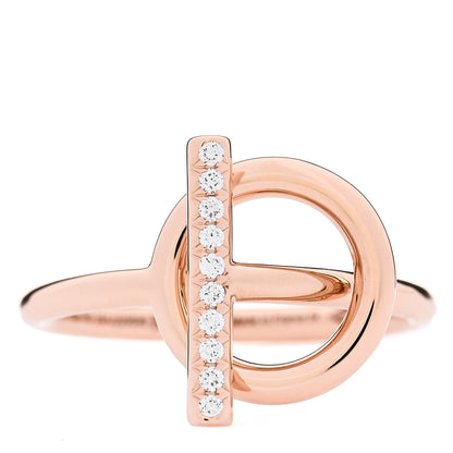 Hermes 18K Rose Gold Diamond PM Echappee Ring 54 7 1 of 5