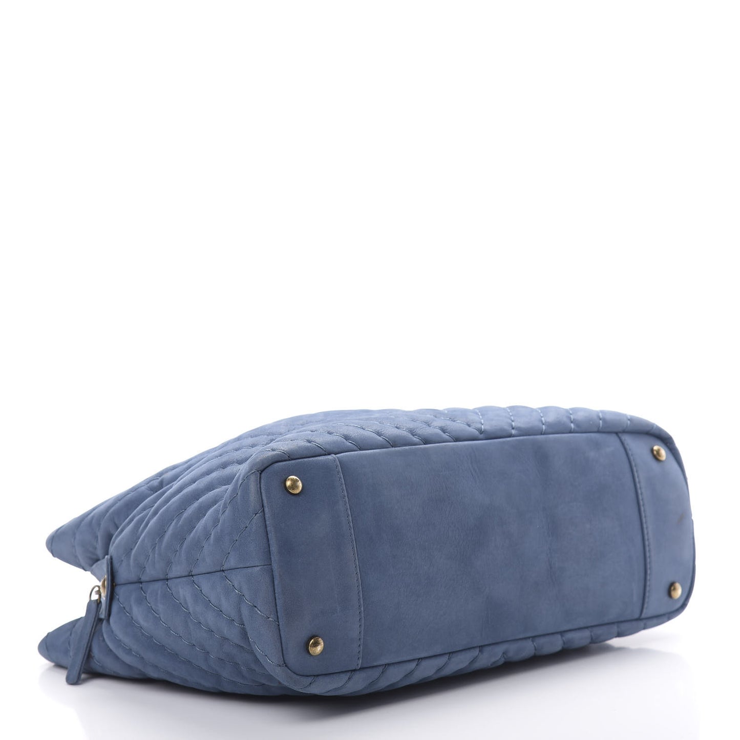 Iridescent Calfskin Surpique Chevron Tote Blue