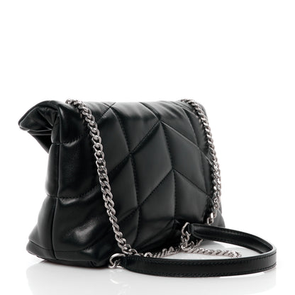 Saint Laurent Lambskin Quilted Toy Loulou Puffer Monogram Chain Satchel Black 3 of 12
