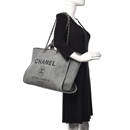 Chanel Canvas Large Deauville Tote Grey 2 of 10