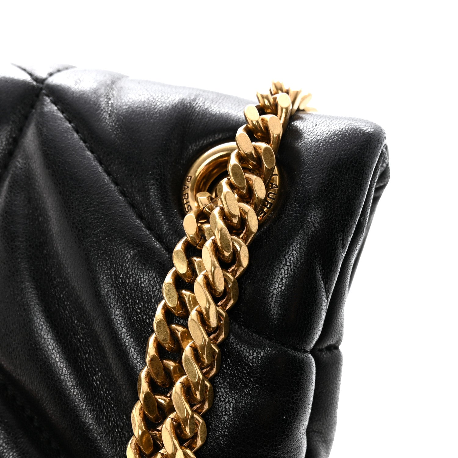 Saint Laurent Lambskin Quilted Small Loulou Puffer Monogram Chain Satchel Black 12 of 12
