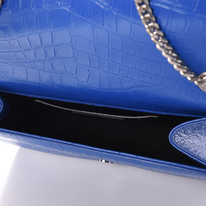 Saint Laurent Calfskin Crocodile Embossed Medium Classic Monogram Kate Tassel Satchel Bleu Majorelle 5 of 6