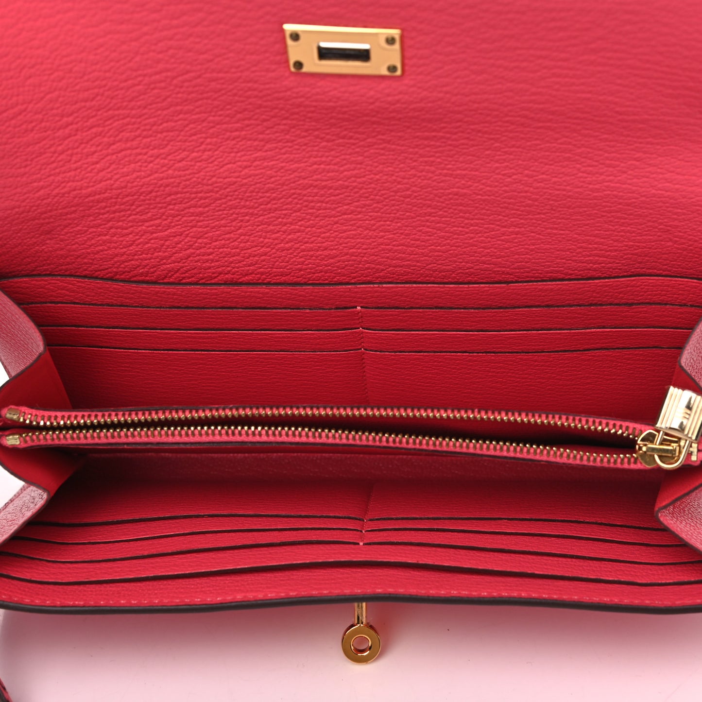 Chevre Mysore Kelly Longue Wallet Rose Lipstick