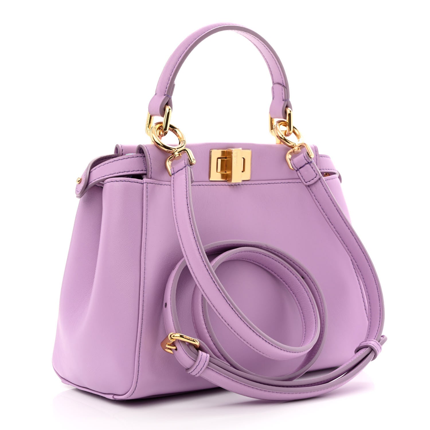 Fendi Nappa Stacked Bar Mini Peekaboo Iconic Satchel Violetta 3 of 11