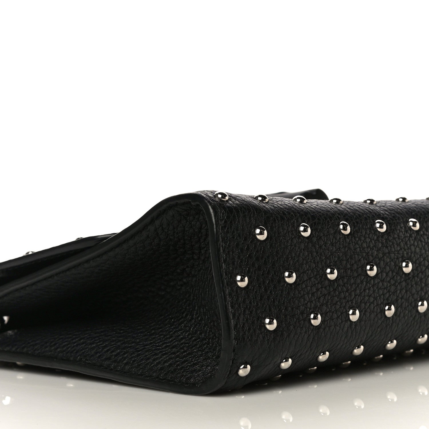 Gucci Calfskin Studded Medium Miss Bamboo Shoulder Bag Black 4 of 12