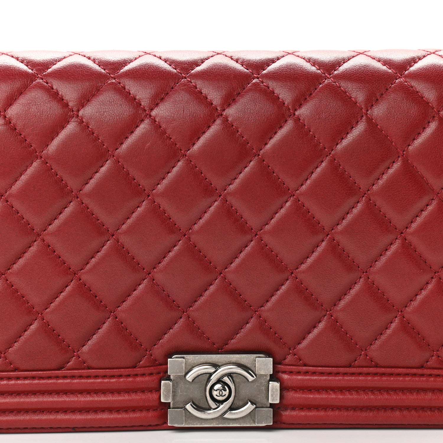Chanel Lambskin Quilted Boy Flap Clutch Red 11 of 11