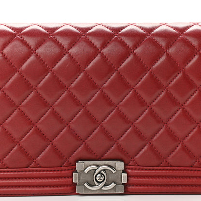Chanel Lambskin Quilted Boy Flap Clutch Red 11 of 11