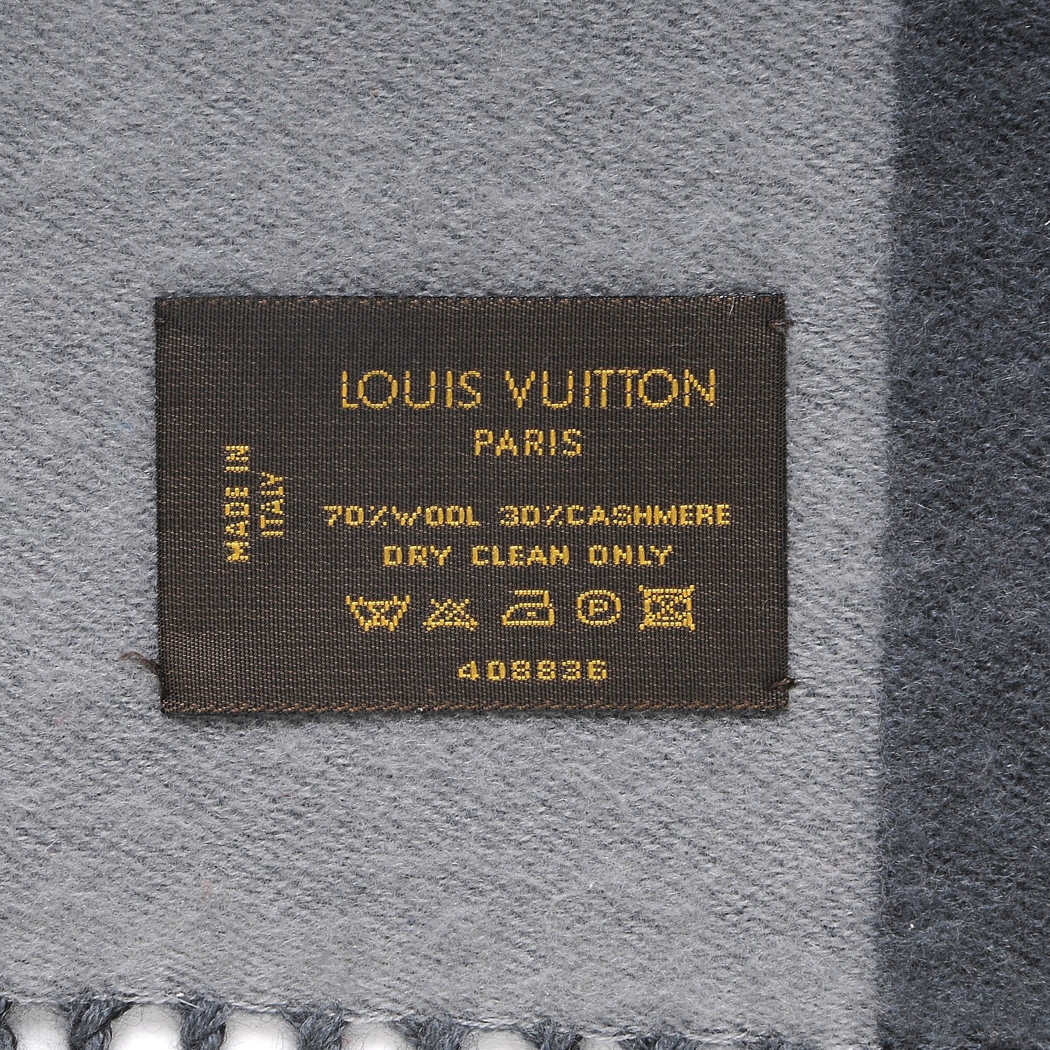 Louis Vuitton Cashmere Wool Historique Scarf Gray 3 of 4
