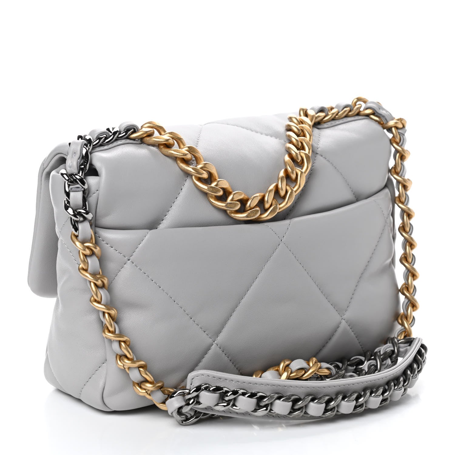 Chanel Lambskin Quilted Medium Chanel 19 Flap Grey 3 of 11