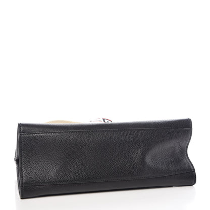 Gucci Grained Calfskin Web Crystal Butterfly Stripe Medium Totem Top Handle Bag Black 4 of 10