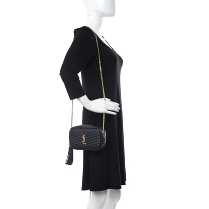 Saint Laurent Grain De Poudre Matelasse Monogram Mini Lou Camera Bag Deep Marine 2 of 11