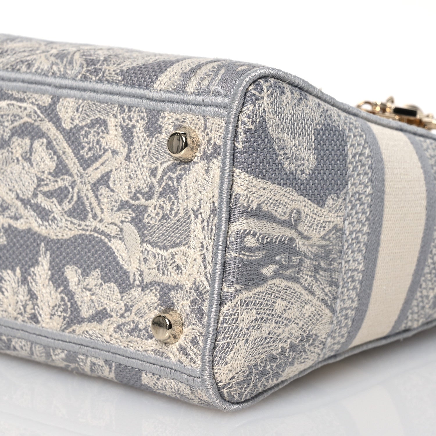 Christian Dior Canvas Toile De Jouy Reverse Embroidered Medium Lady D-Lite Gray 10 of 11