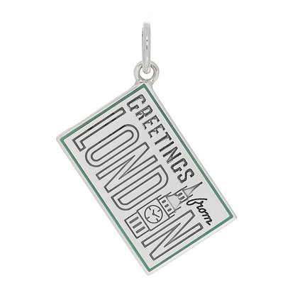 Tiffany Sterling Silver Enamel London Postcard Charm Blue 1 of 5