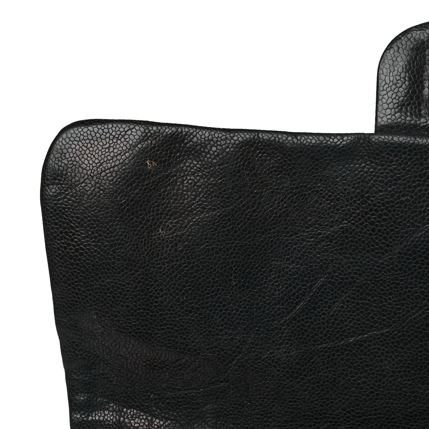 Crumpled Grained Calfskin Medium Coco Pleats Messenger Flap Black