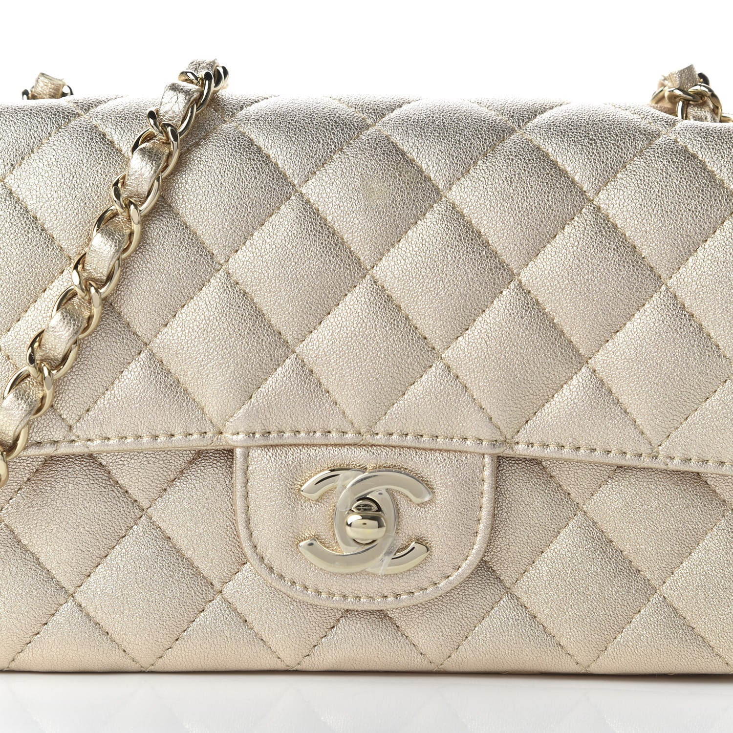 Chanel Metallic Lambskin Quilted Mini Rectangular Flap Gold 10 of 10