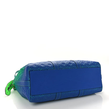Louis Vuitton Taurillon Illusion Keepall Tote Bleu Vert 4 of 8