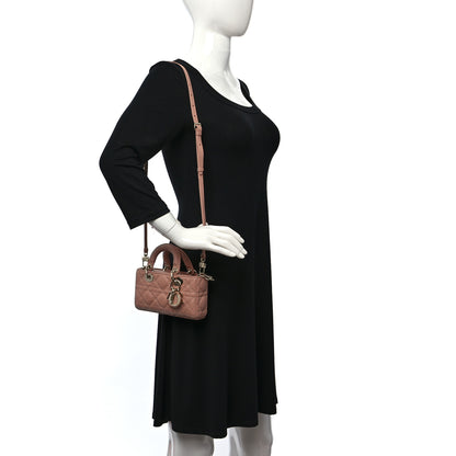Christian Dior Lambskin Cannage Micro Lady D-Joy Rose De Vents 2 of 8