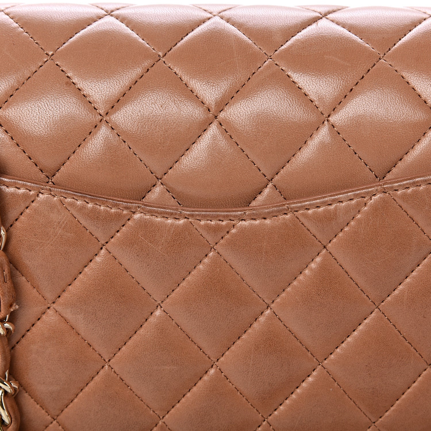 Chanel Lambskin Quilted Medium Double Flap Dark Beige 8 of 21