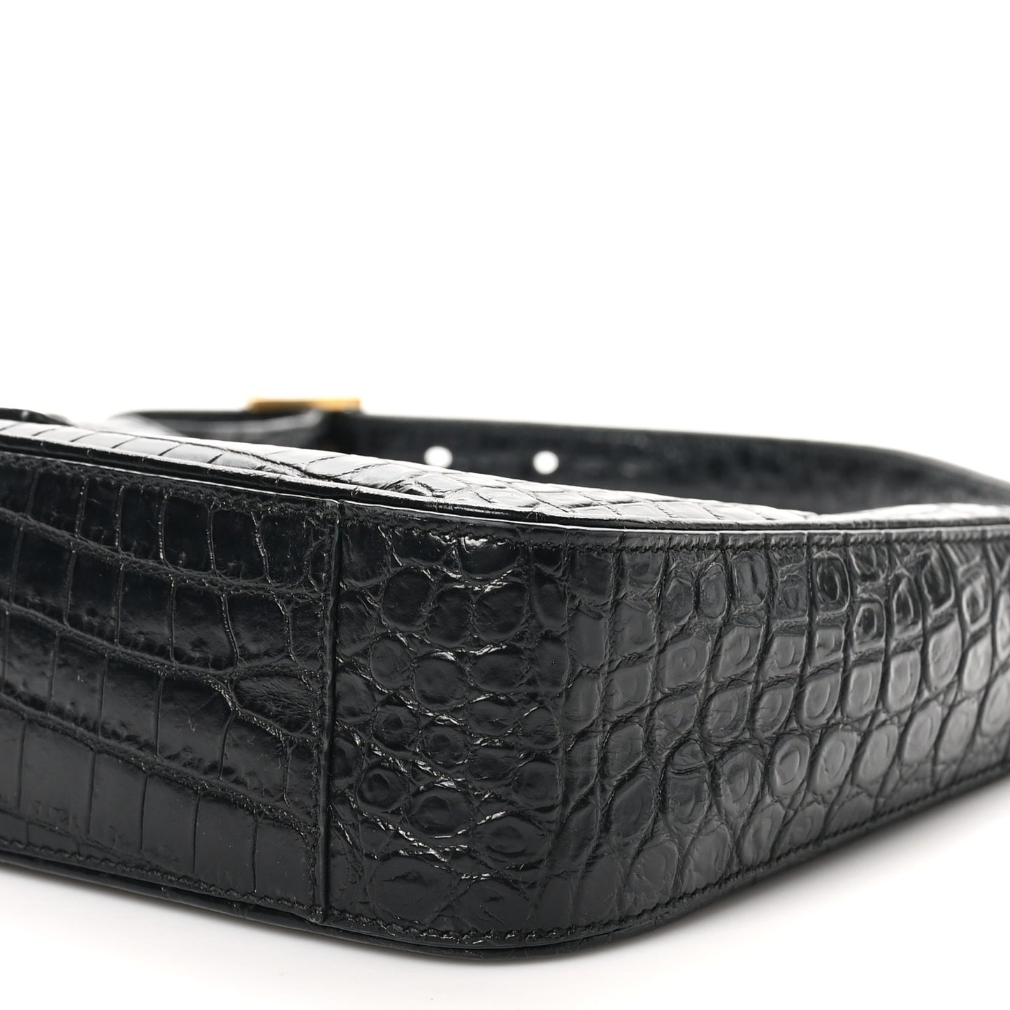 Calfskin Crocodile Embossed Le 5 A 7 Hobo Black