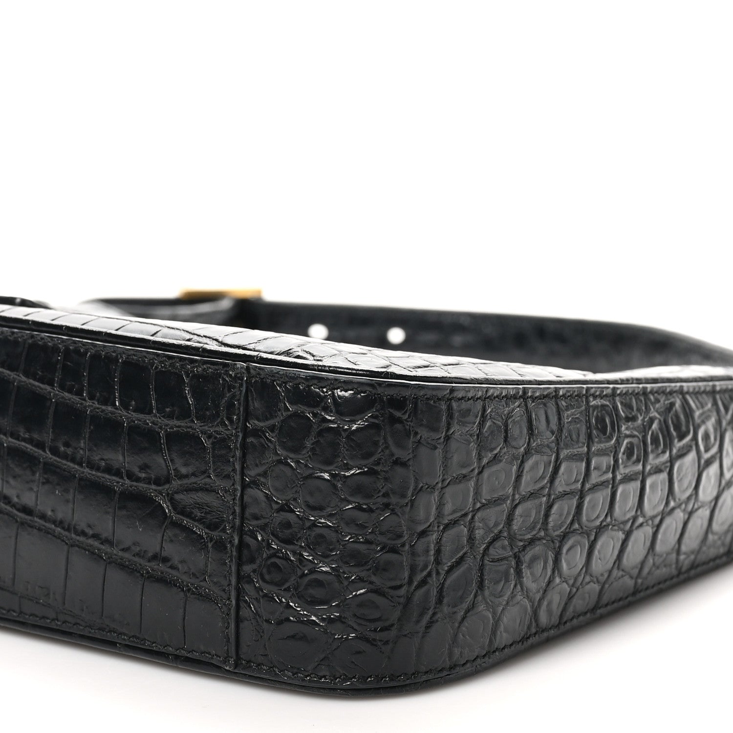 Saint Laurent Calfskin Crocodile Embossed Le 5 A 7 Hobo Black 10 of 10