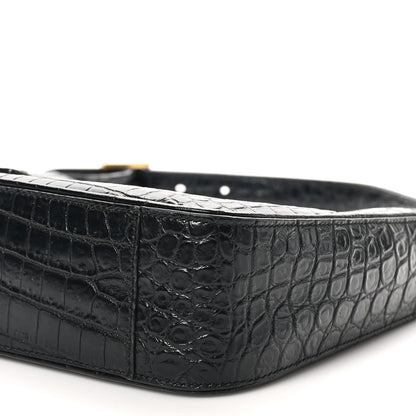 Saint Laurent Calfskin Crocodile Embossed Le 5 A 7 Hobo Black 10 of 10
