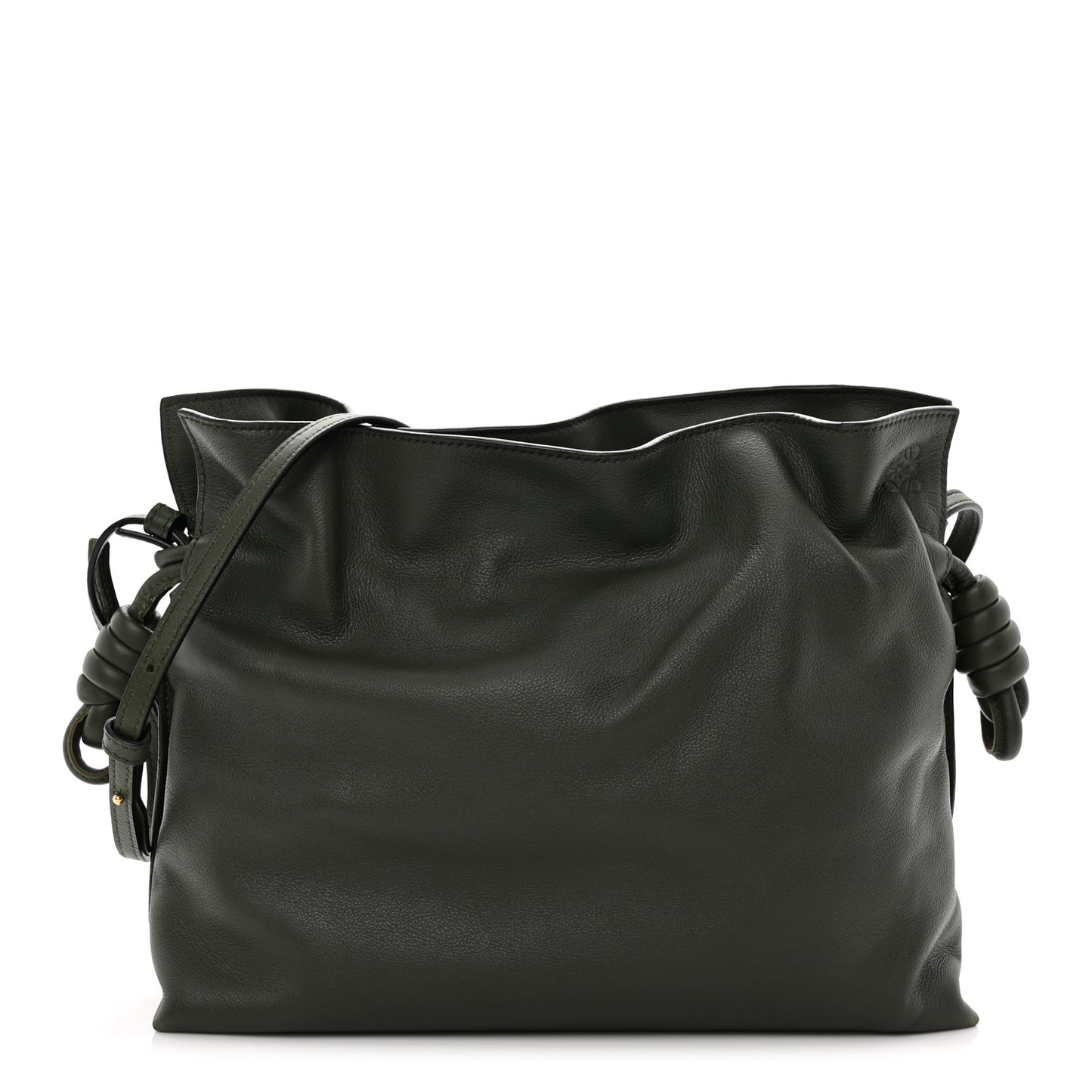 Calfskin Flamenco Knot Clutch Vintage Khaki