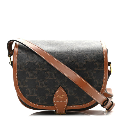 Celine Triomphe Canvas Medium Folco Bag Tan 1 of 9