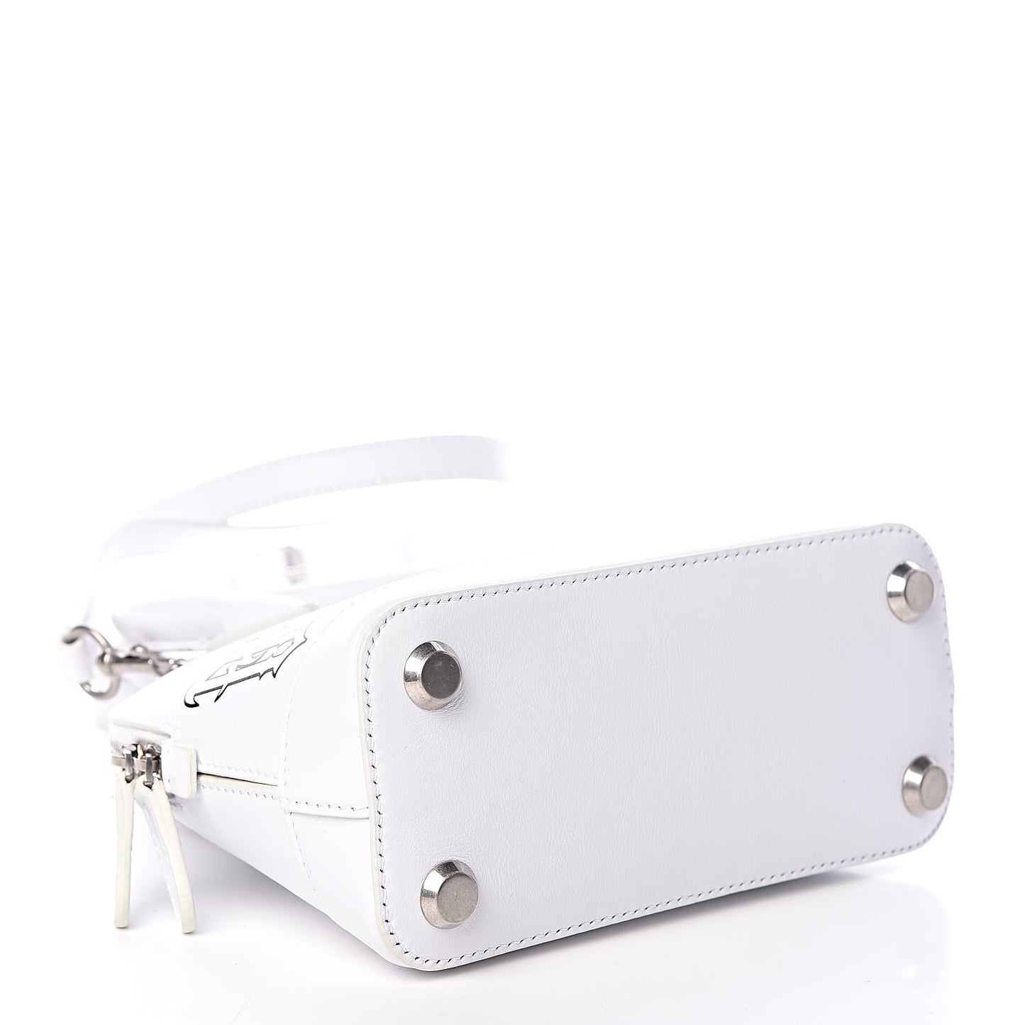 Calfskin Gothic Logo XXS Ville Top Handle Bag White
