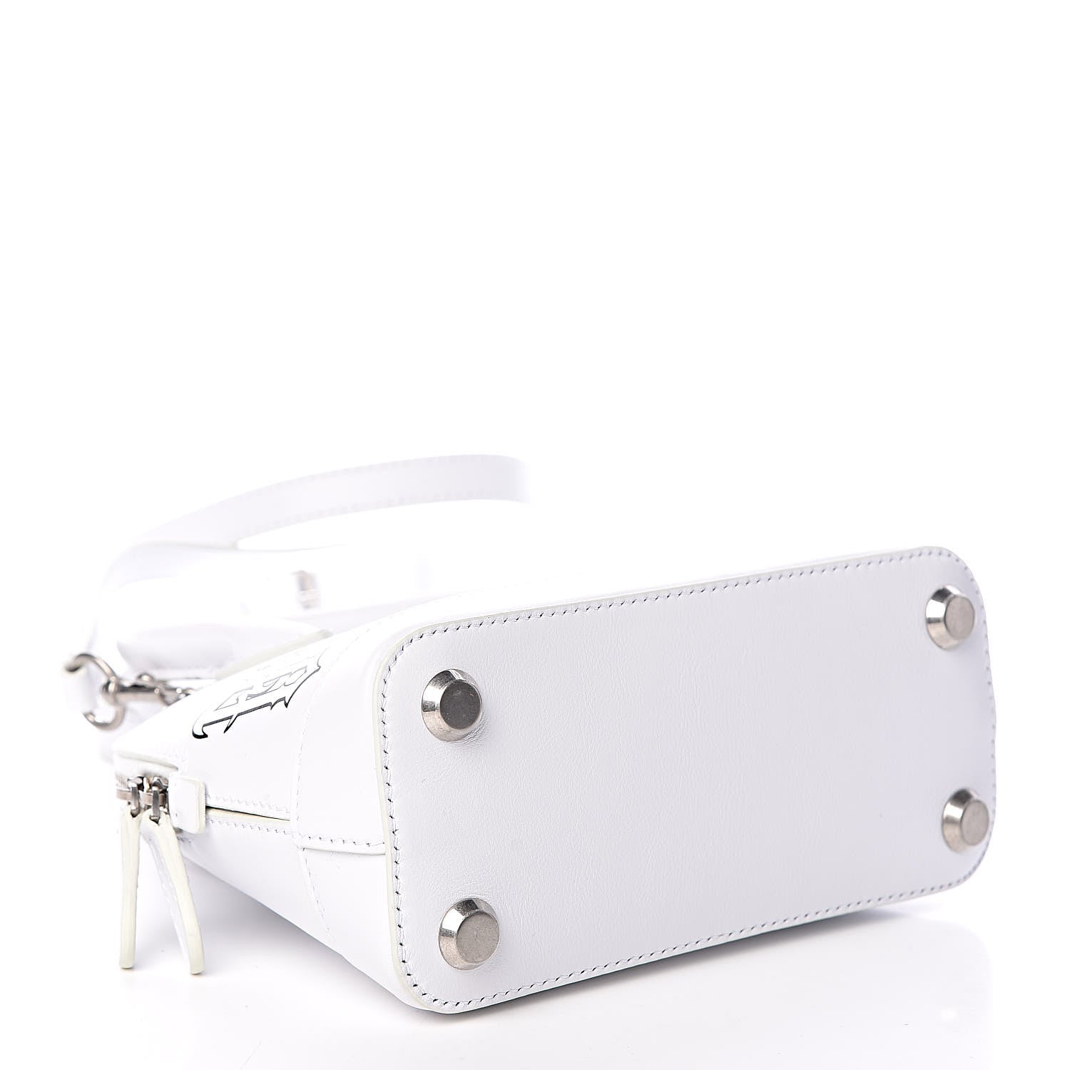 Balenciaga Calfskin Gothic Logo XXS Ville Top Handle Bag White 4 of 9