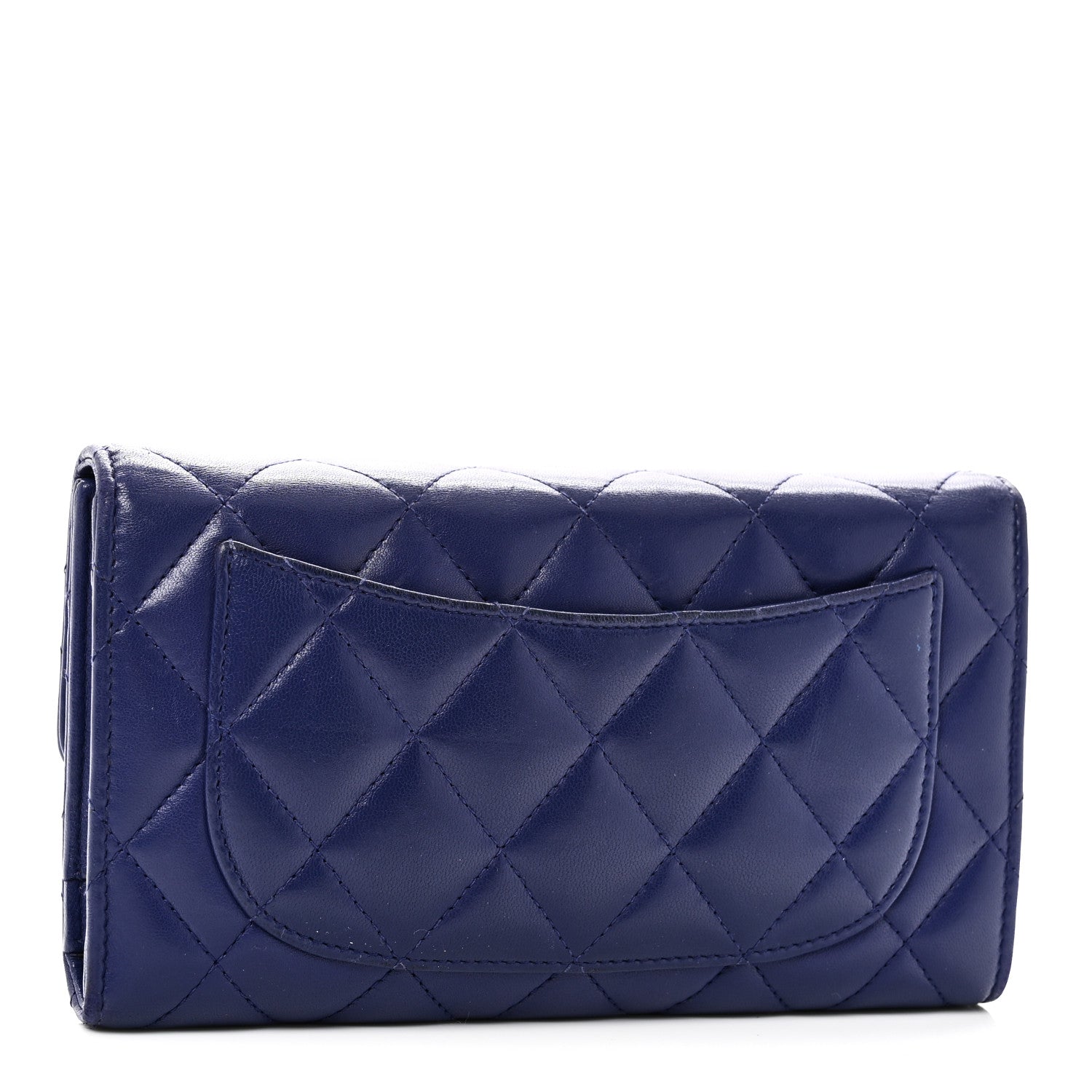 Chanel Lambskin Quilted Large Flap Wallet Blue 3 of 8