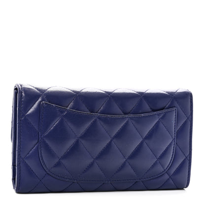 Chanel Lambskin Quilted Large Flap Wallet Blue 3 of 8
