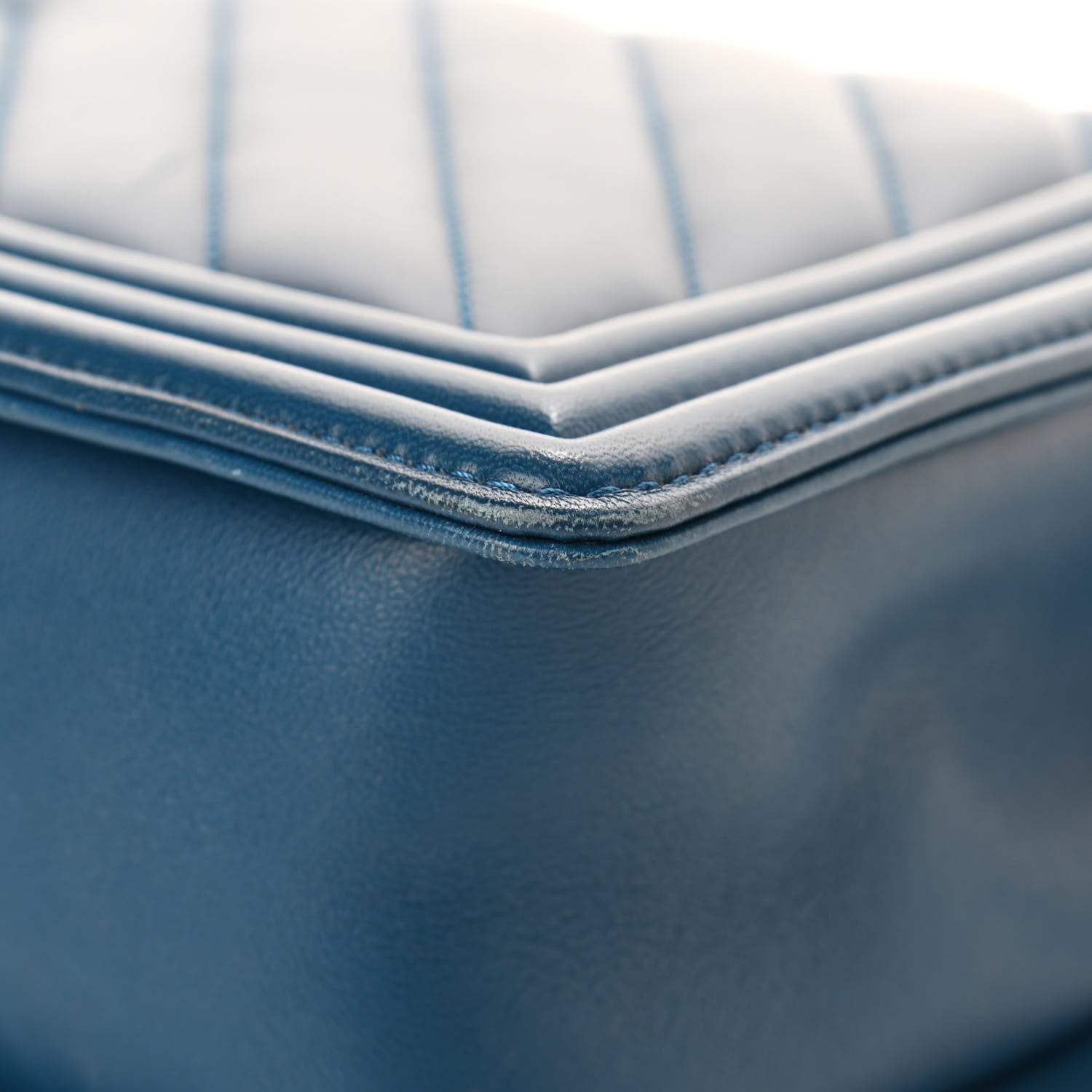Chanel Calfskin Chevron Quilted New Medium Boy Flap Blue 12 of 13