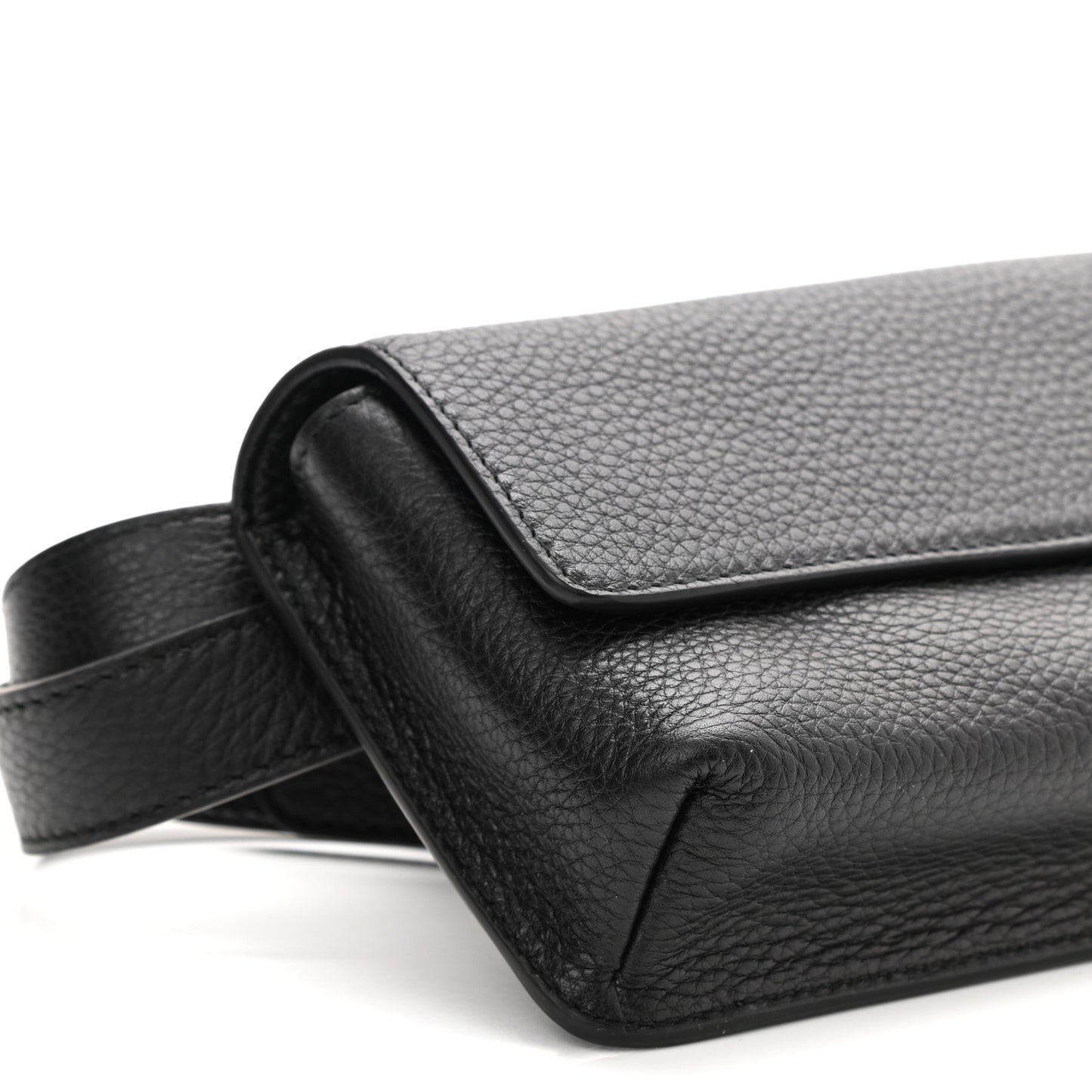 Pebbled Calfskin Soho Flap Belt Bag Black