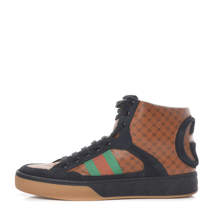 Gucci X DAPPER DAN Calfskin Suede GG Micro Monogram Womens High Top Sneakers 36 Black Cuir Ebony 1 of 10